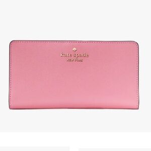 NWT Kate Spade Madison Slim Bifold White Leather Wallet KC579 Blossom Pink NEW
